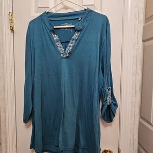 Teal Embroidered Women's Tunic